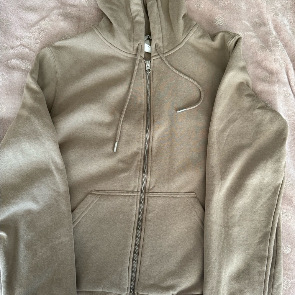 Tan Hoodie Sweater w zipper